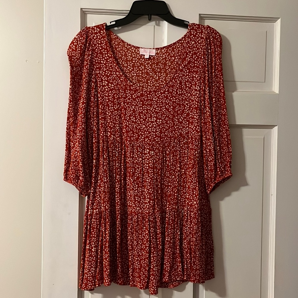 Pink Lily Glimpse of Us Red Floral Babydoll Dress